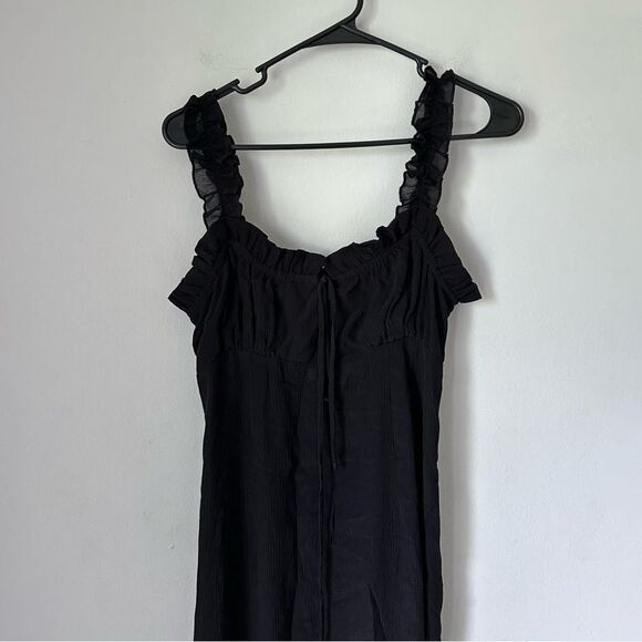 Stone Cold Fox Brooks Black Maxi Dress Ruffle Straps Sz M - Picture 2 of 10